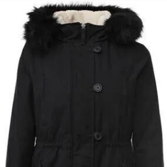 Gap Women's Black 2-in-1 Hooded Faux Fur Parka Coat Size M - Picture 9 of 11